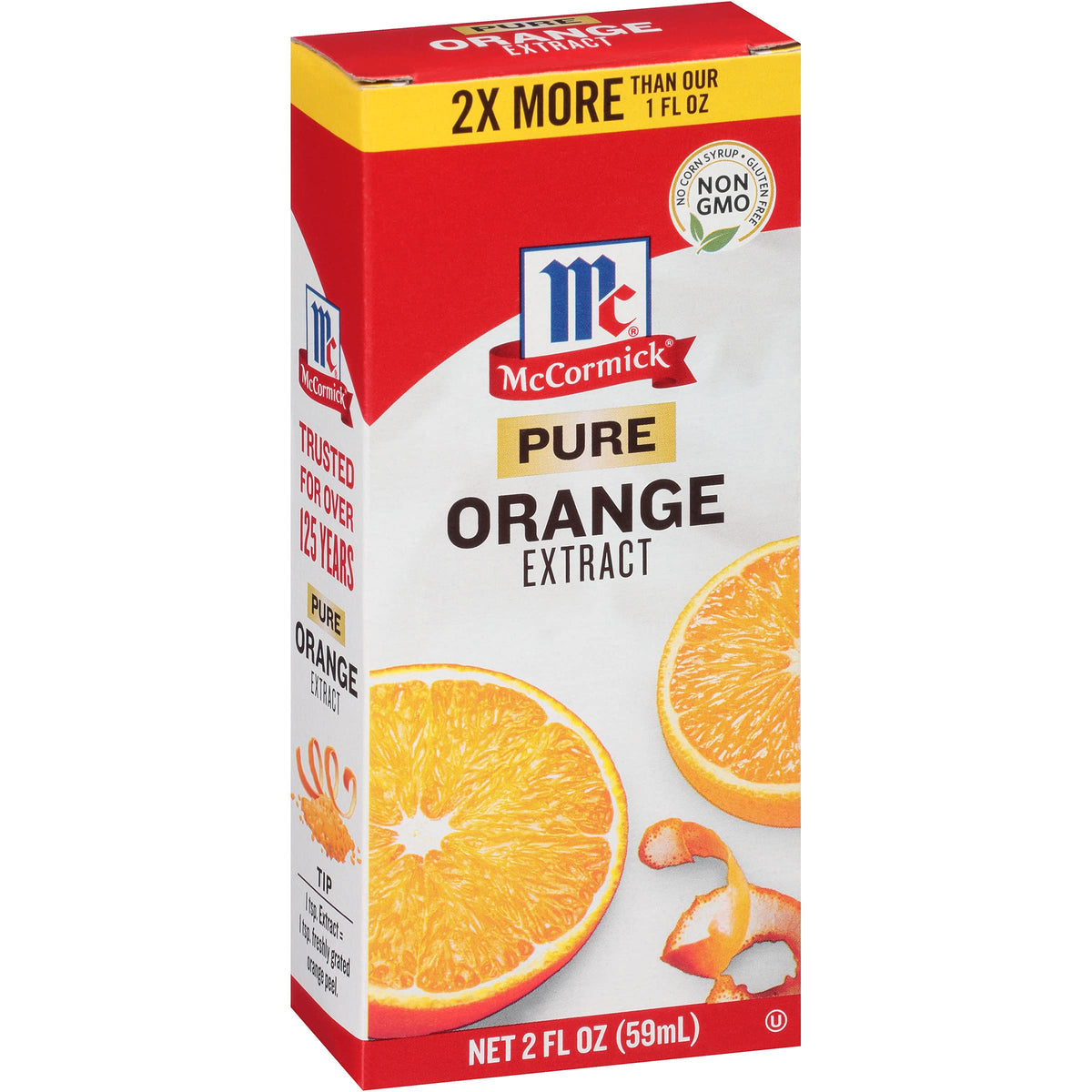 McCormick Pure Orange Extract bottle enhances desserts with natural citrus flavor
