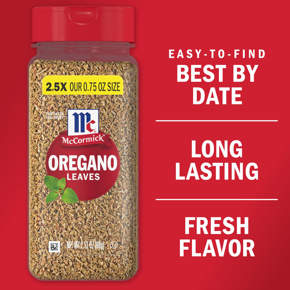 Measuring spoon with McCormick Oregano Leaves for easy substitution in recipes.