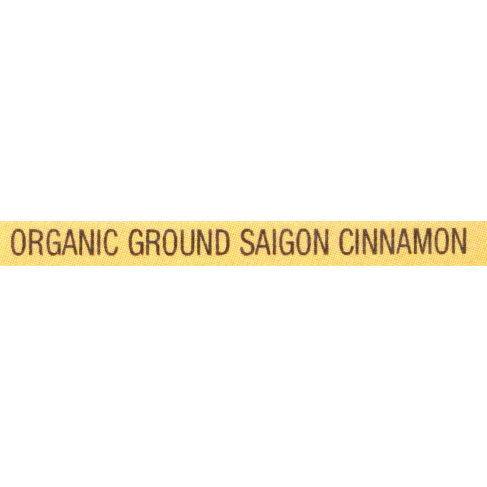 McCormick Organic Ground Saigon Cinnamon shaker lid viewed for quick sprinkling.
