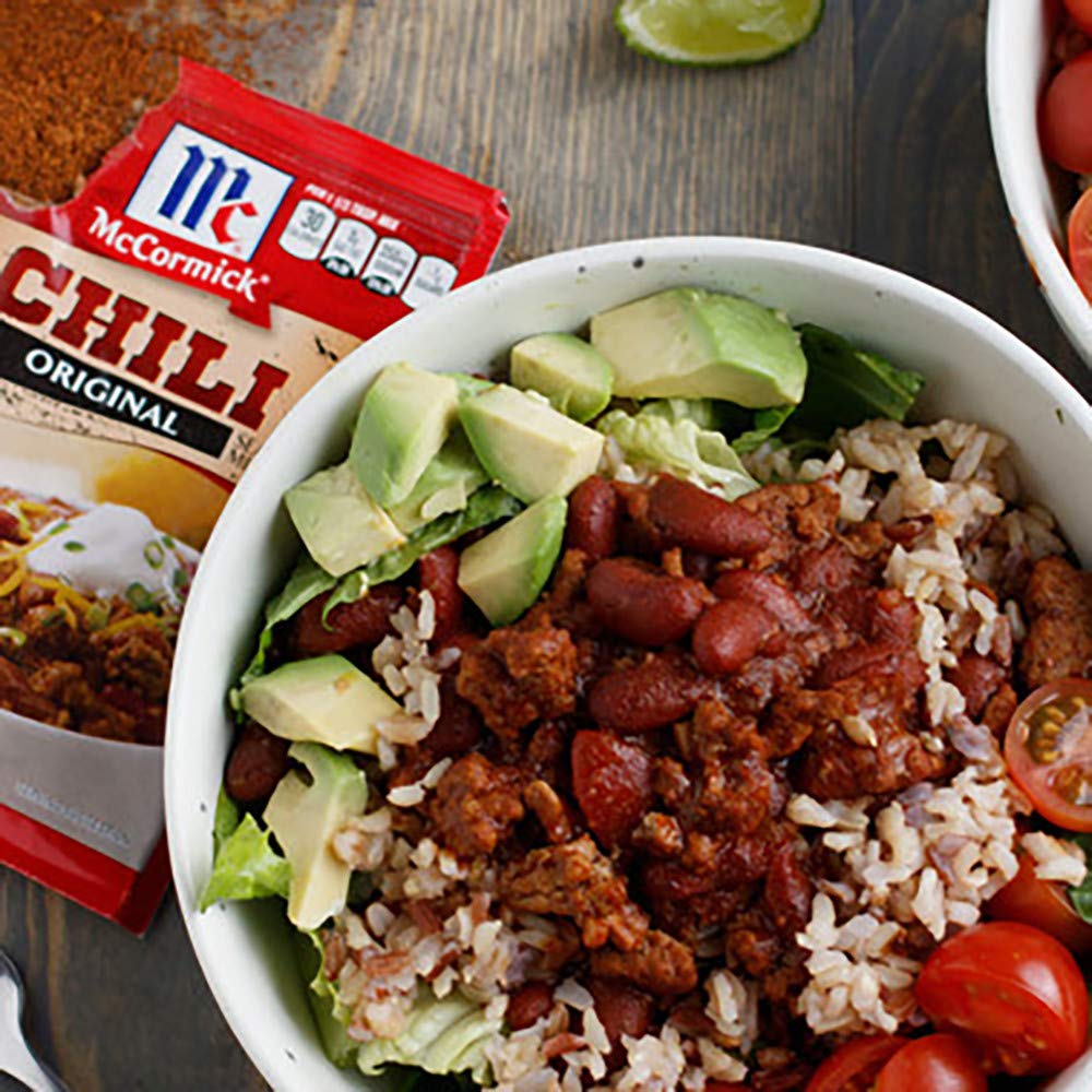 McCormick Original Chili Seasoning Mix enhances burgers with savory, customizable seasoning