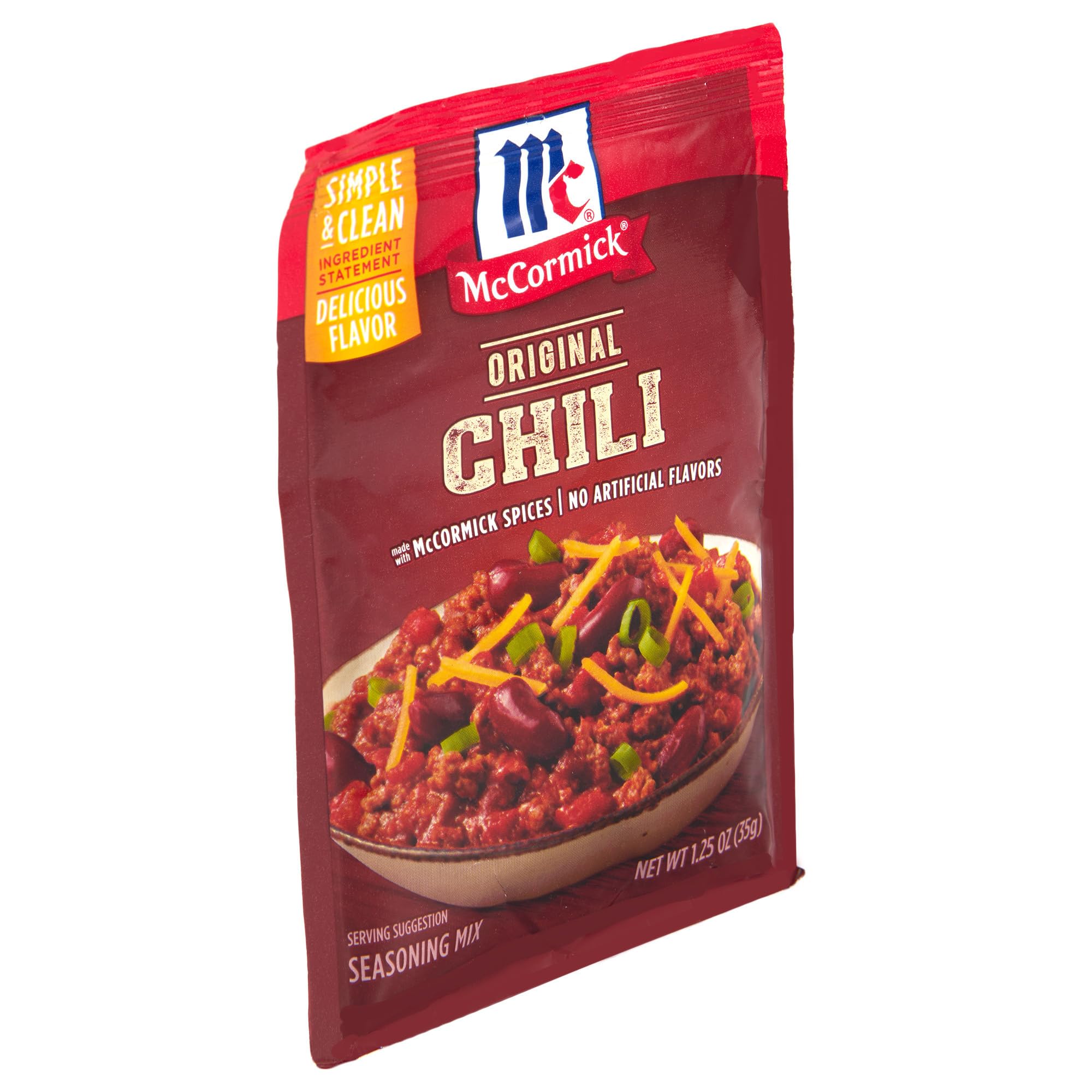 McCormick Original Chili Seasoning Mix bottle close-up showing bold, MSG-free flavor