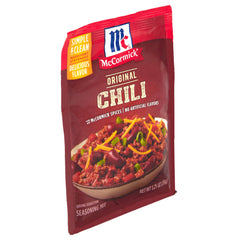 McCormick Original Chili Seasoning Mix bottle close-up showing bold, MSG-free flavor