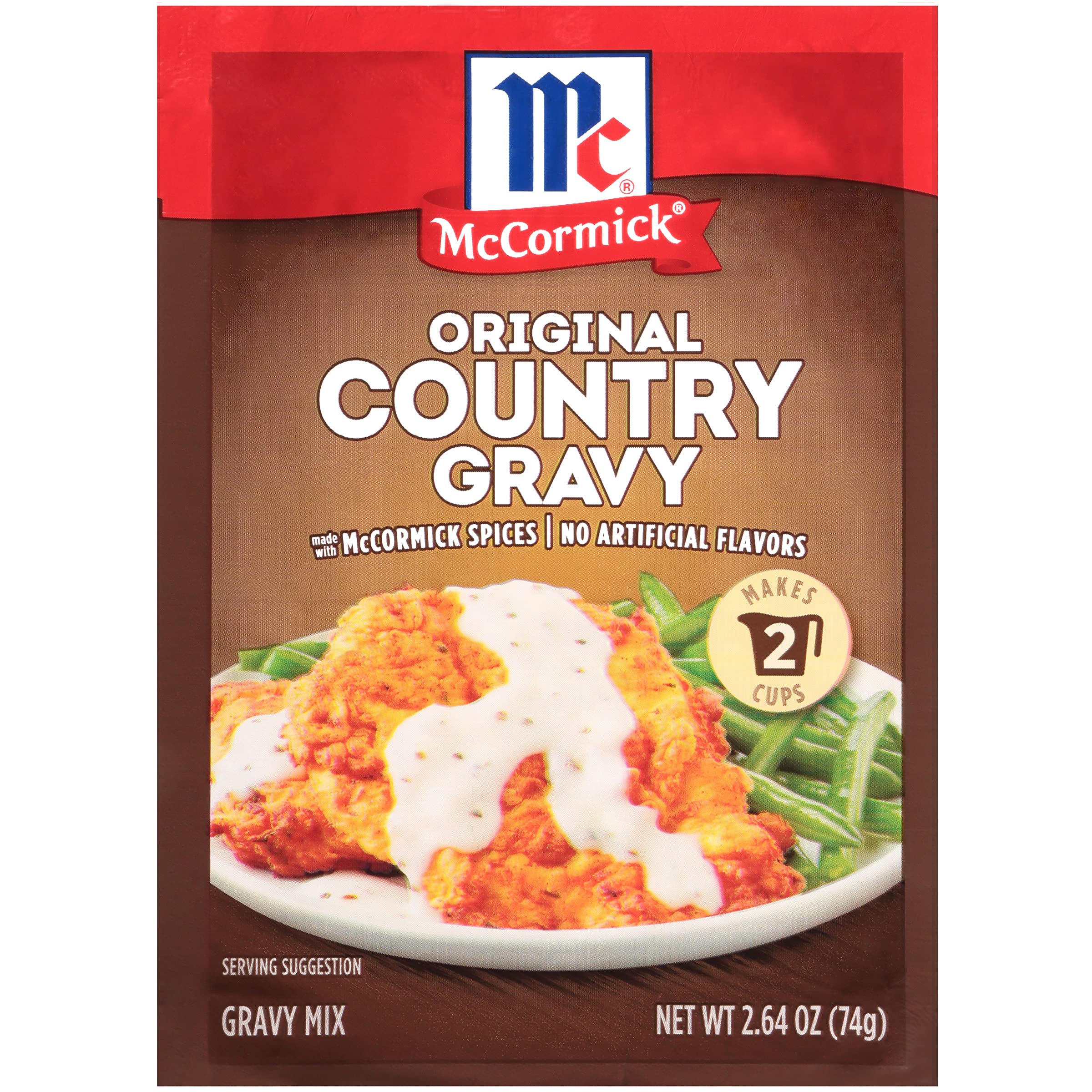 McCormick Original Country Gravy Mix pour for silky, ready-to-use gravy on biscuits.