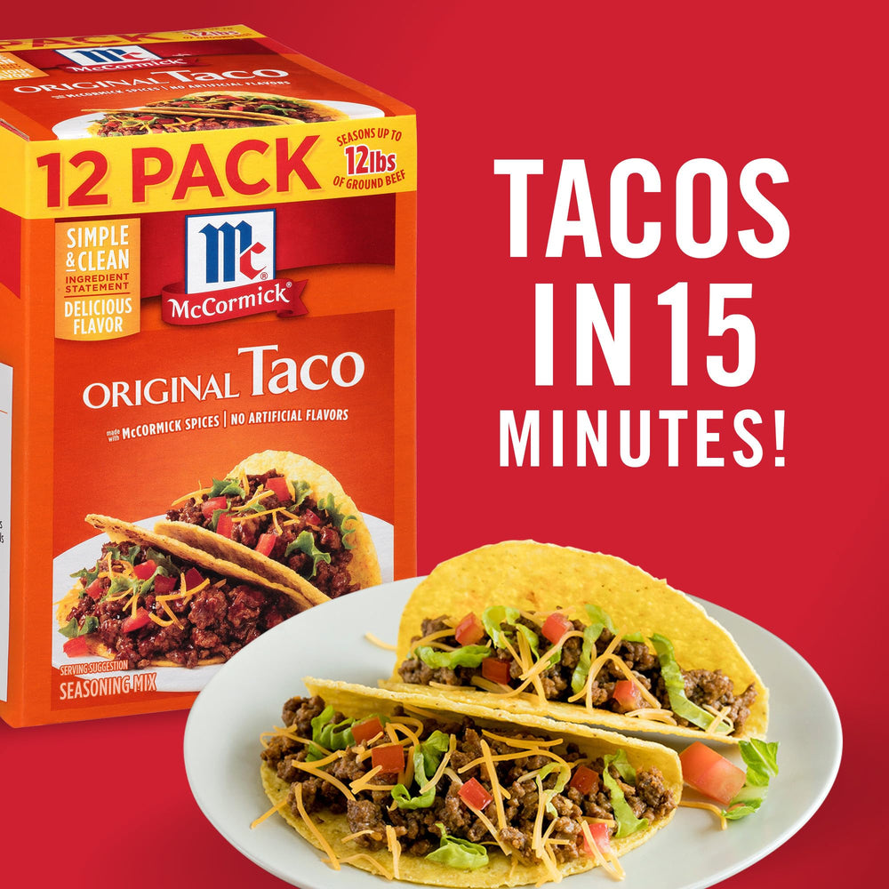 McCormick Original Taco Seasoning with chicken tacos on weeknight.