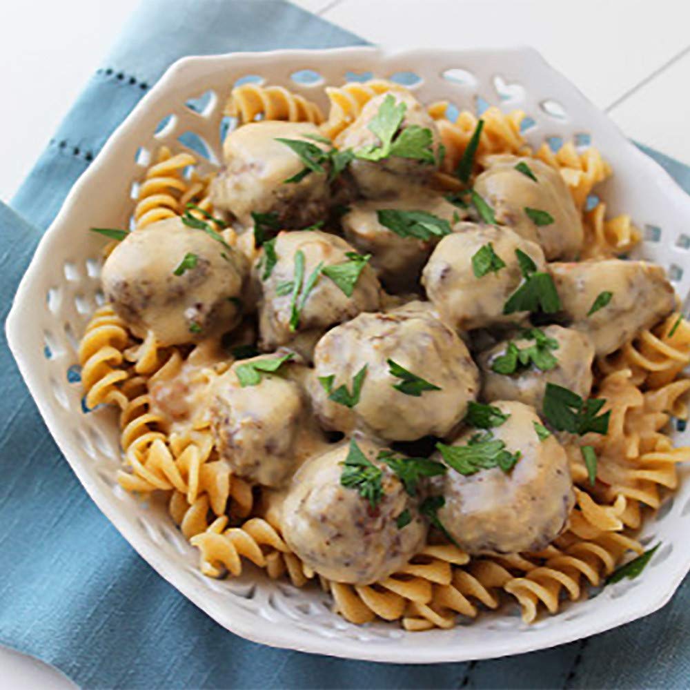 Packaging label highlights ingredients and no artificial flavors from McCormick Swedish Meatballs.