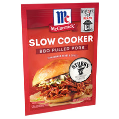 McCormick seasoning packet close-up with label ready to spice pork