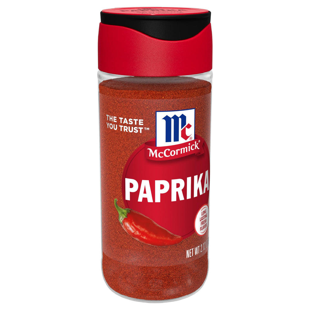 McCormick Paprika bottle close-up adds vibrant color to dishes