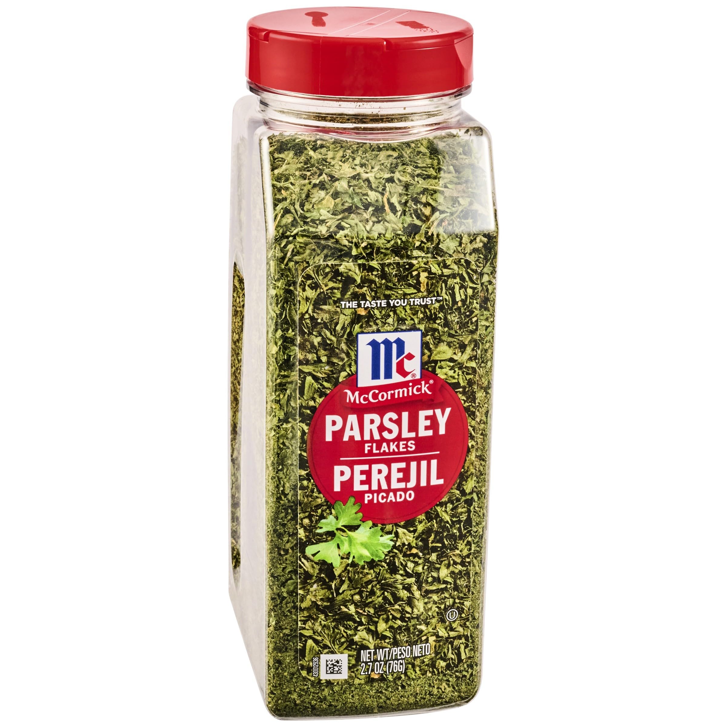 McCormick Parsley Flakes close-up shows dried harvest and vibrant green color for garnishes