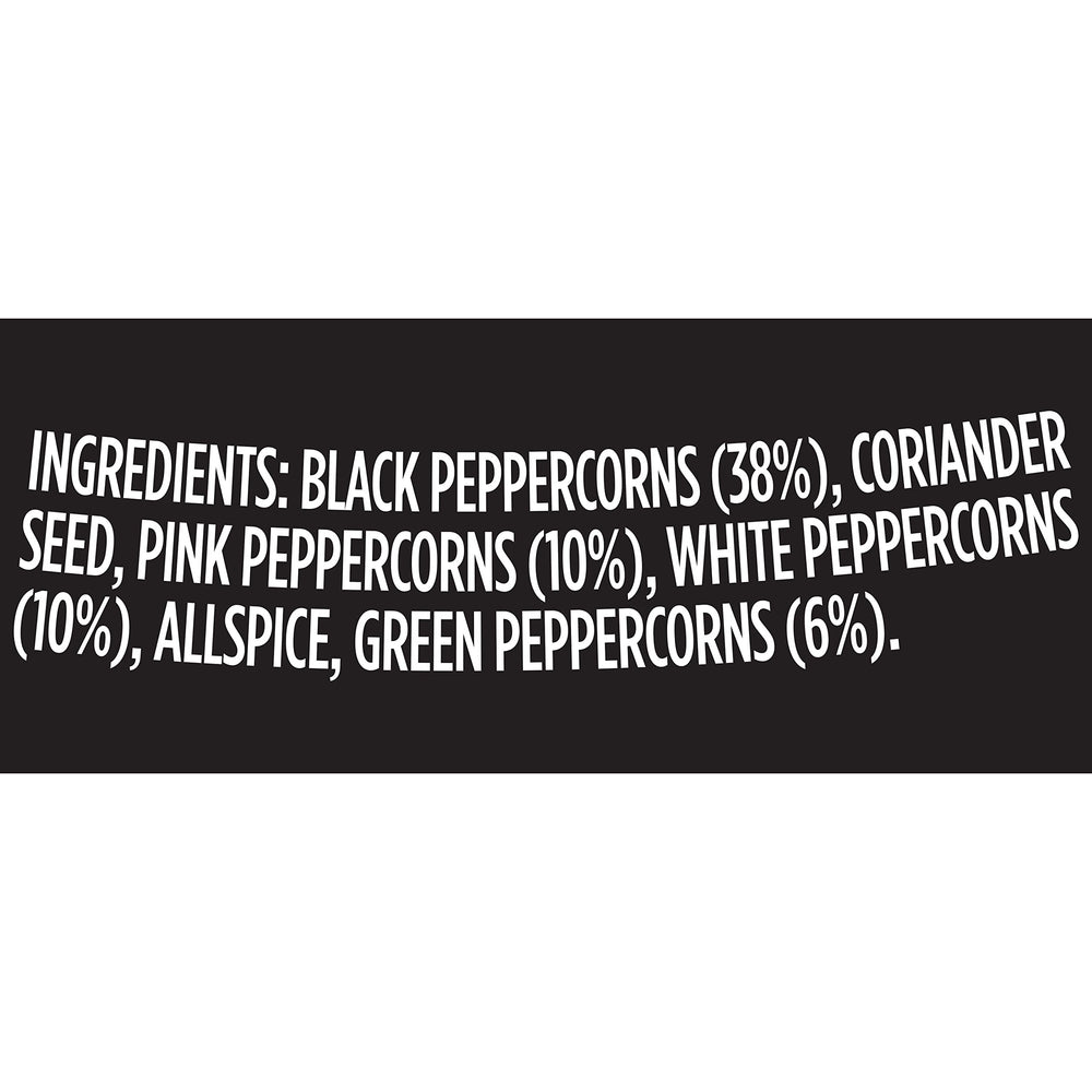 McCormick Peppercorn Medley grinder bottle cap features easy twist for coarse to fine grind