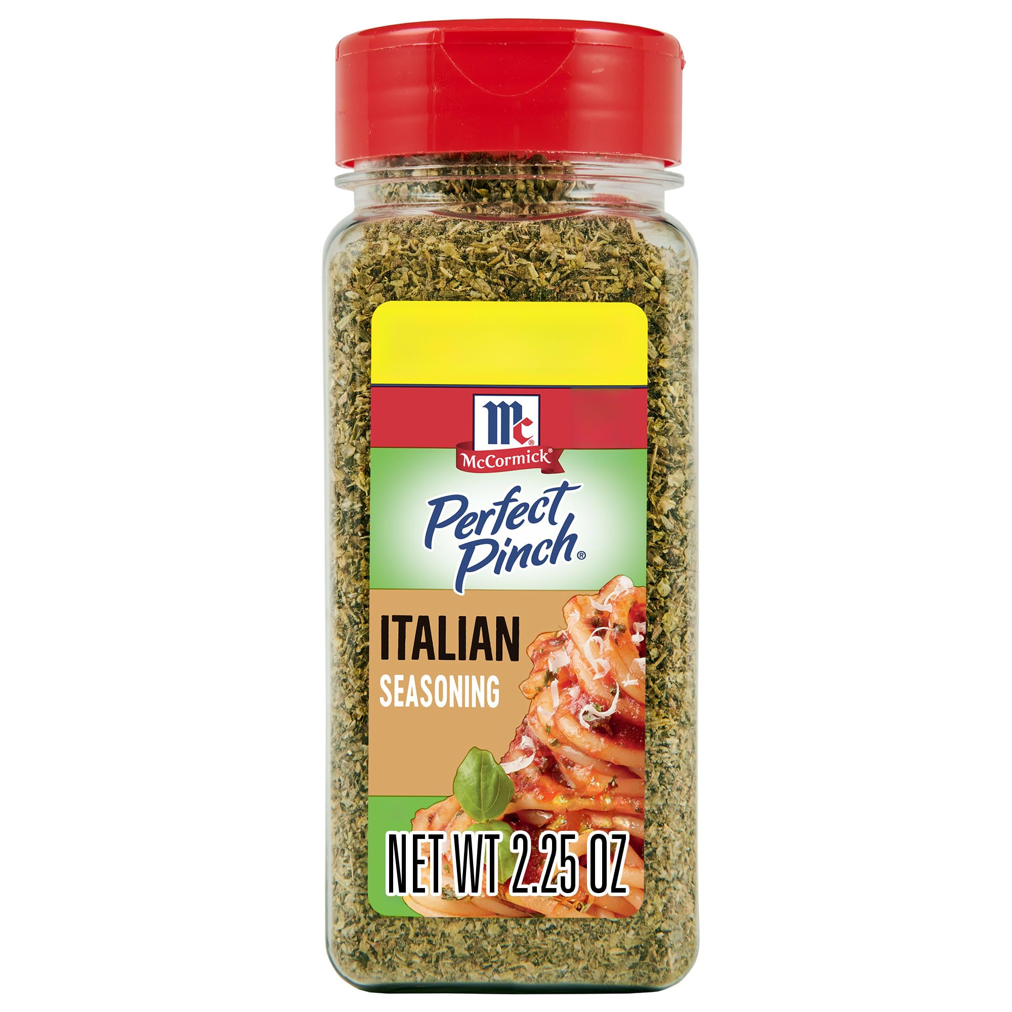 McCormick Perfect Pinch Italian Seasoning bottle front showing authentic Italian herb blend for meals