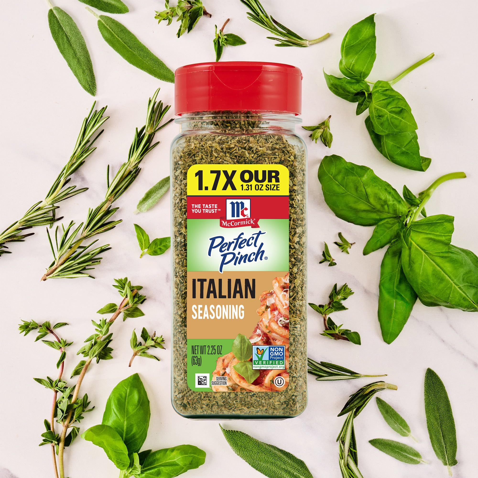 Pantry display featuring McCormick Perfect Pinch Italian Seasoning
