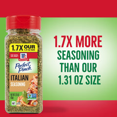 McCormick Perfect Pinch Italian Seasoning sprinkled on pizza for authentic flavor