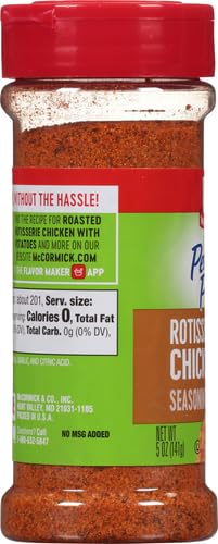No MSG preserved McCormick Perfect Pinch Rotisserie Chicken Seasoning for cleaner taste