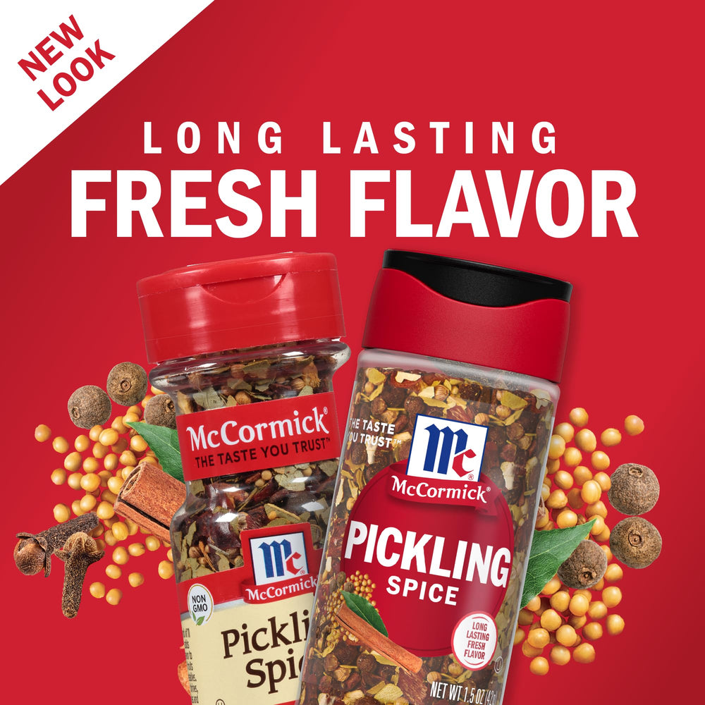 McCormick Pickling Spice blend closeup showing cinnamon and mustard seeds