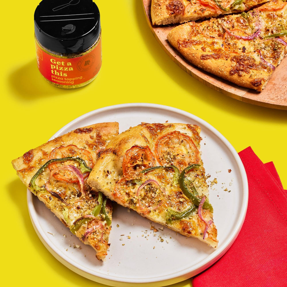 McCormick Pizza Topping Seasoning on pizza delivers Italian-inspired flavor.