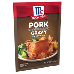 McCormick Pork Gravy Mix powder ready to whisk into smooth gravy.