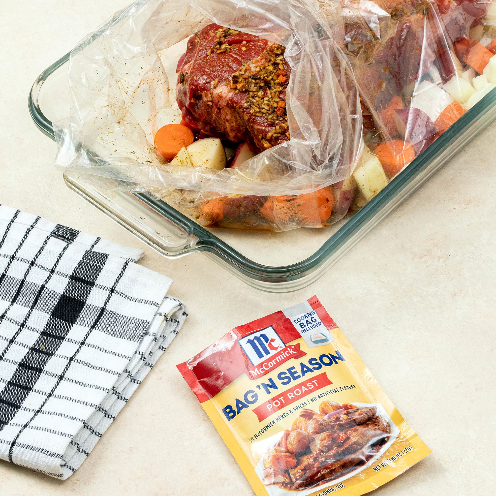Finished pot roast plated for a comforting family dinner and easy cleanup.