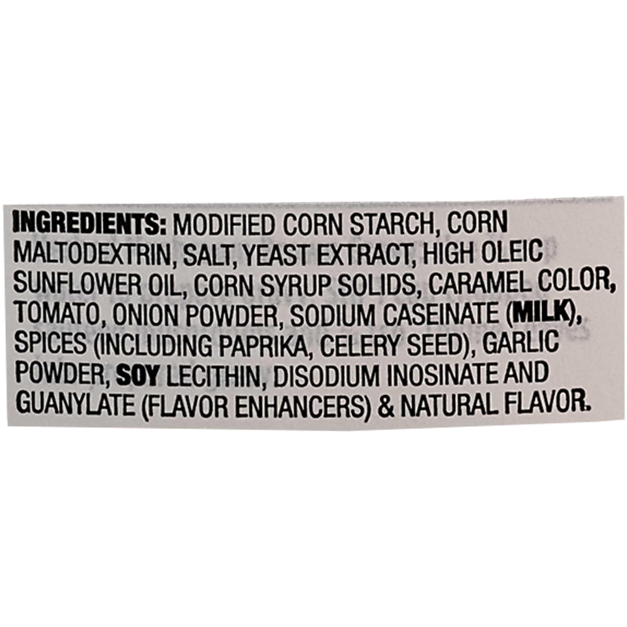 Close-up of bottle label highlighting no MSG added and spices