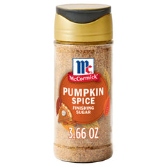 McCormick Pumpkin Spice Finishing Sugar bottle preserves freshness and aroma.