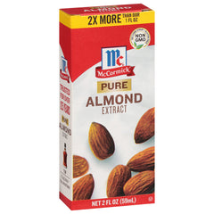 McCormick Pure Almond Extract bottle showcasing rich aroma ideal for baking