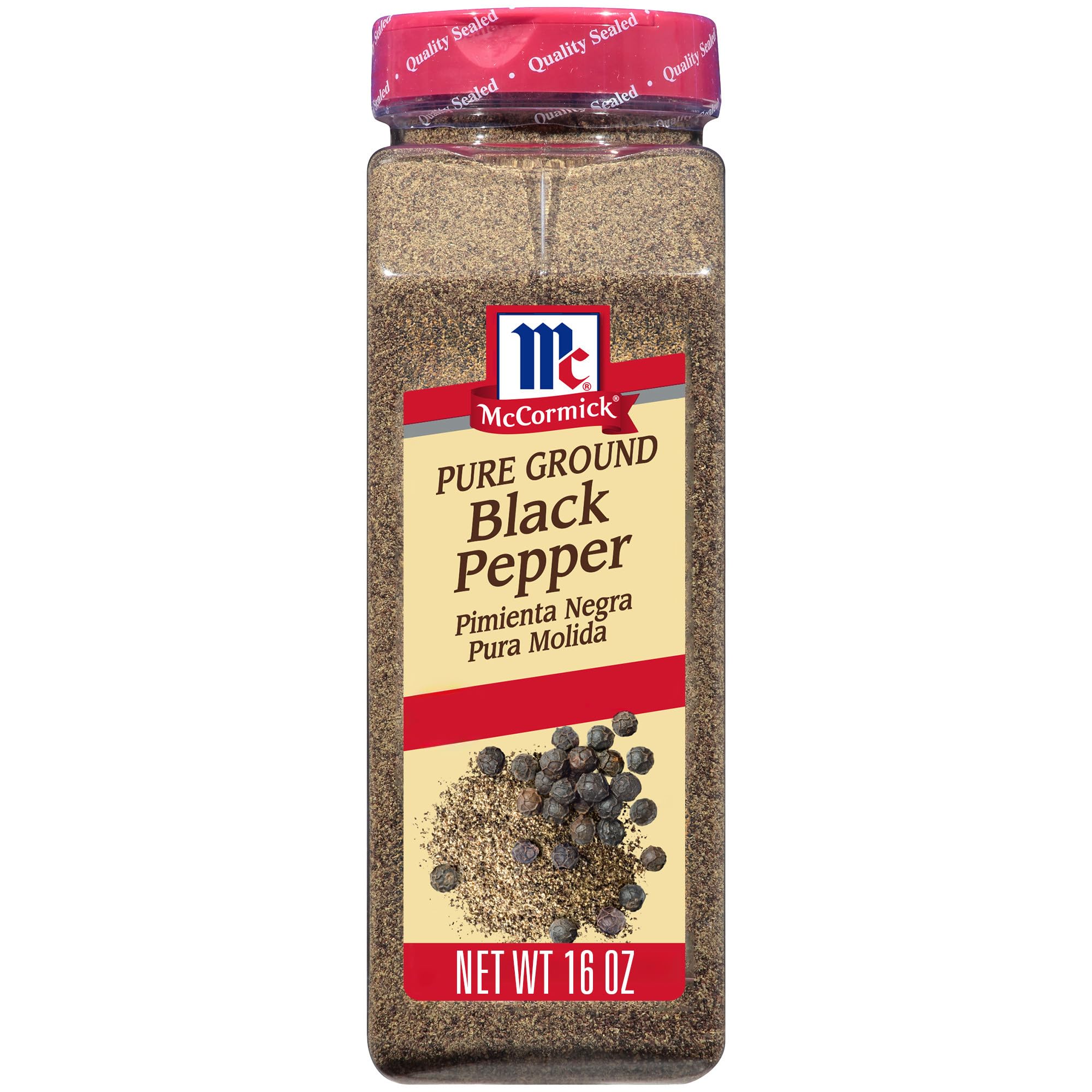 McCormick Pure Ground Black Pepper packaging showcasing premium quality for everyday cooking