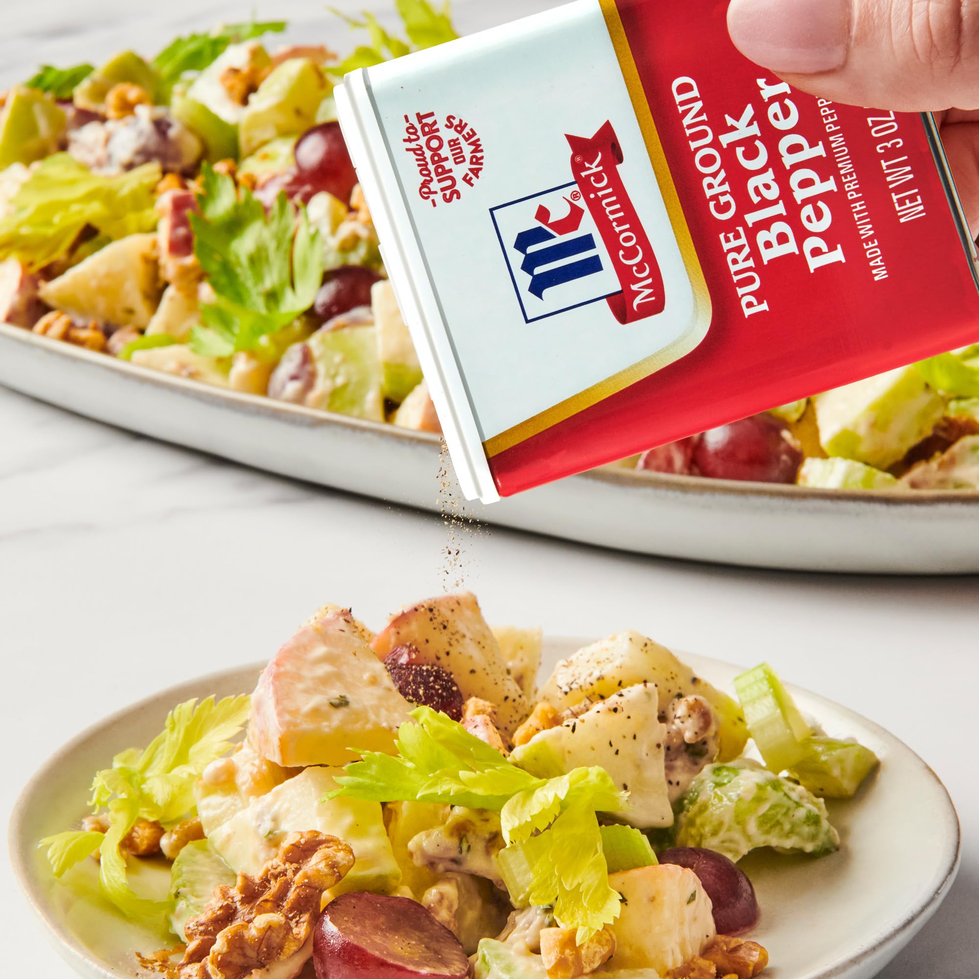 McCormick Pure Ground Black Pepper steaming vegetables for flavor.