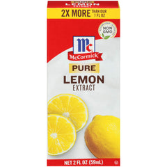 McCormick Pure Lemon Extract bottle pour for bright lemon flavor in desserts