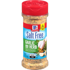 McCormick Salt Free Garlic and Herb Seasoning bottle for salt-free flavor