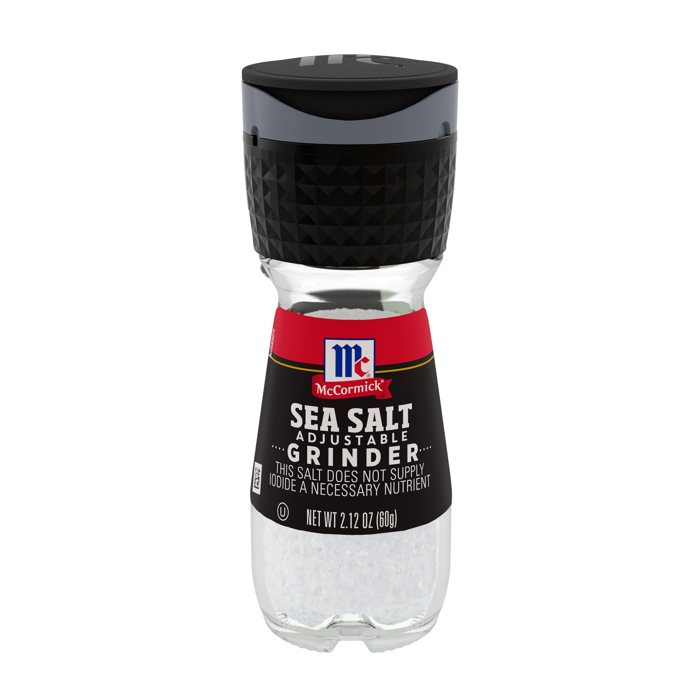 McCormick Sea Salt Grinder cap close-up with adjustable grind.