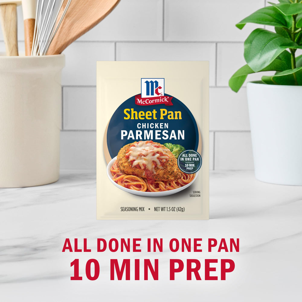 McCormick seasoning enhances broccoli roasted alongside chicken for a complete dish