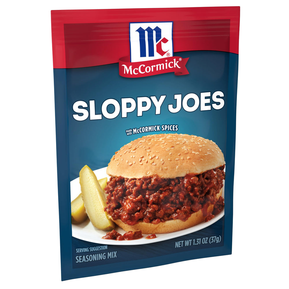 McCormick Sloppy Joes Seasoning Mix in tin for quick weeknight meals.