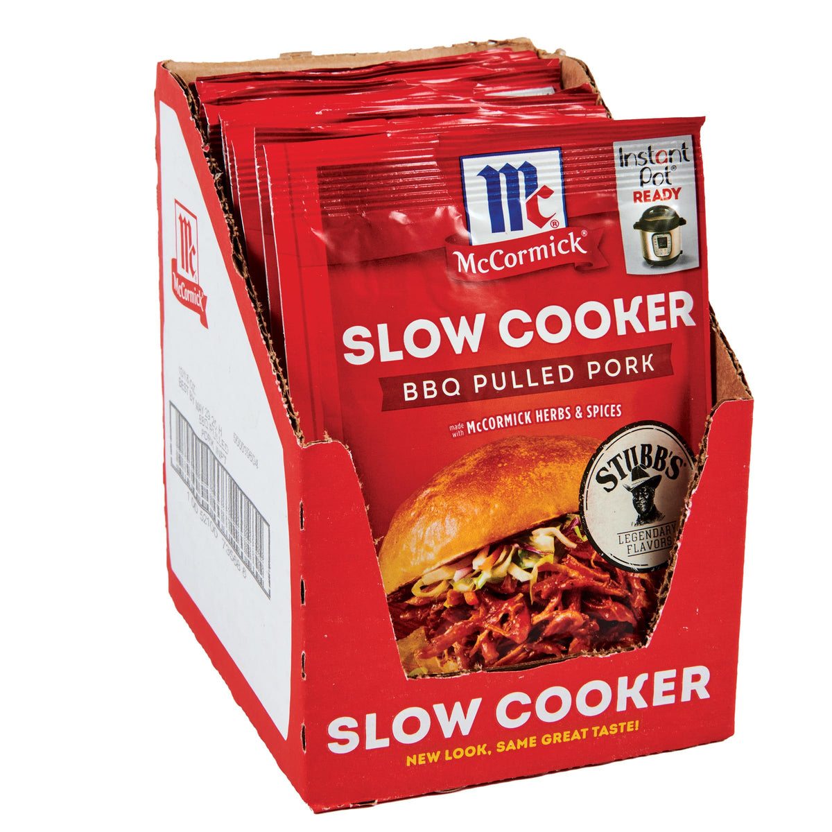McCormick slow cooker BBQ pulled pork seasoning mix front package showing Texas flavor