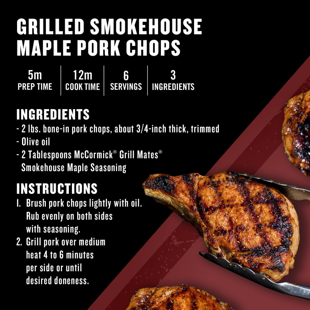 Pouring McCormick Smokehouse Maple Seasoning from shaker for even coverage.