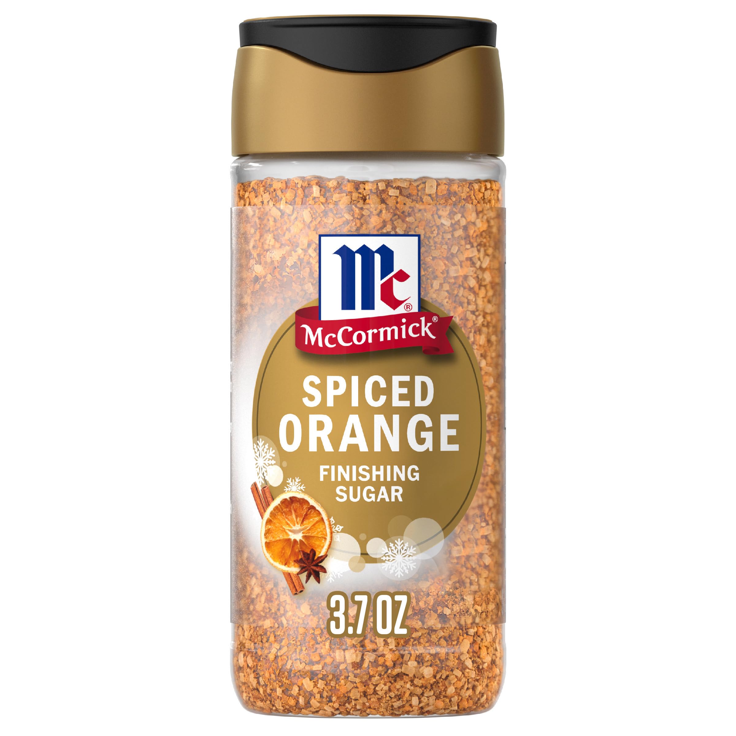 McCormick Spiced Orange Finishing Sugar bottle adds citrus warmth to desserts