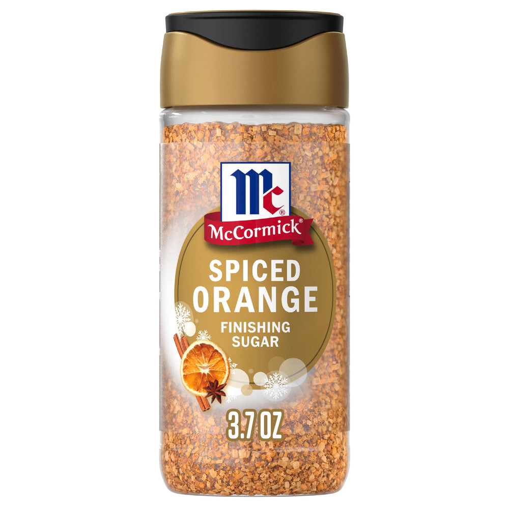 McCormick Spiced Orange Finishing Sugar bottle adds citrus warmth to desserts