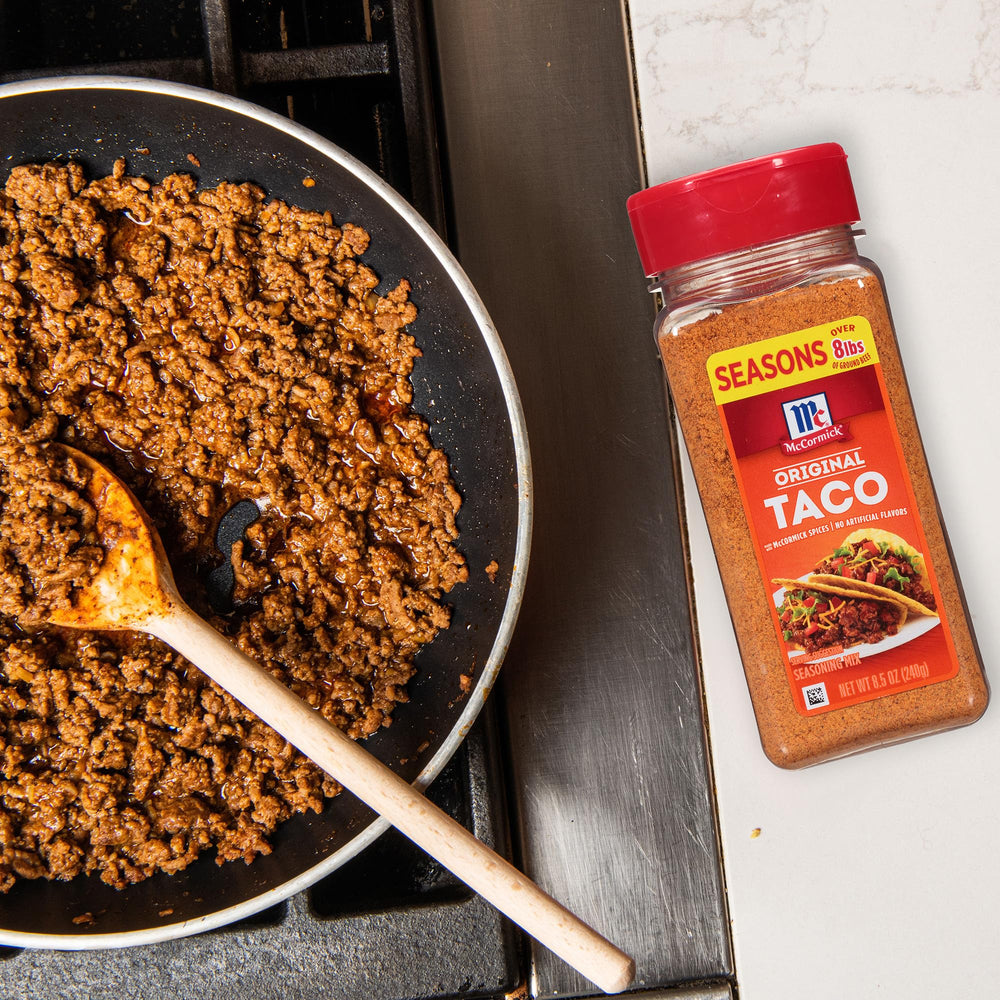 Ingredients on McCormick Taco Seasoning Mix include onion and garlic