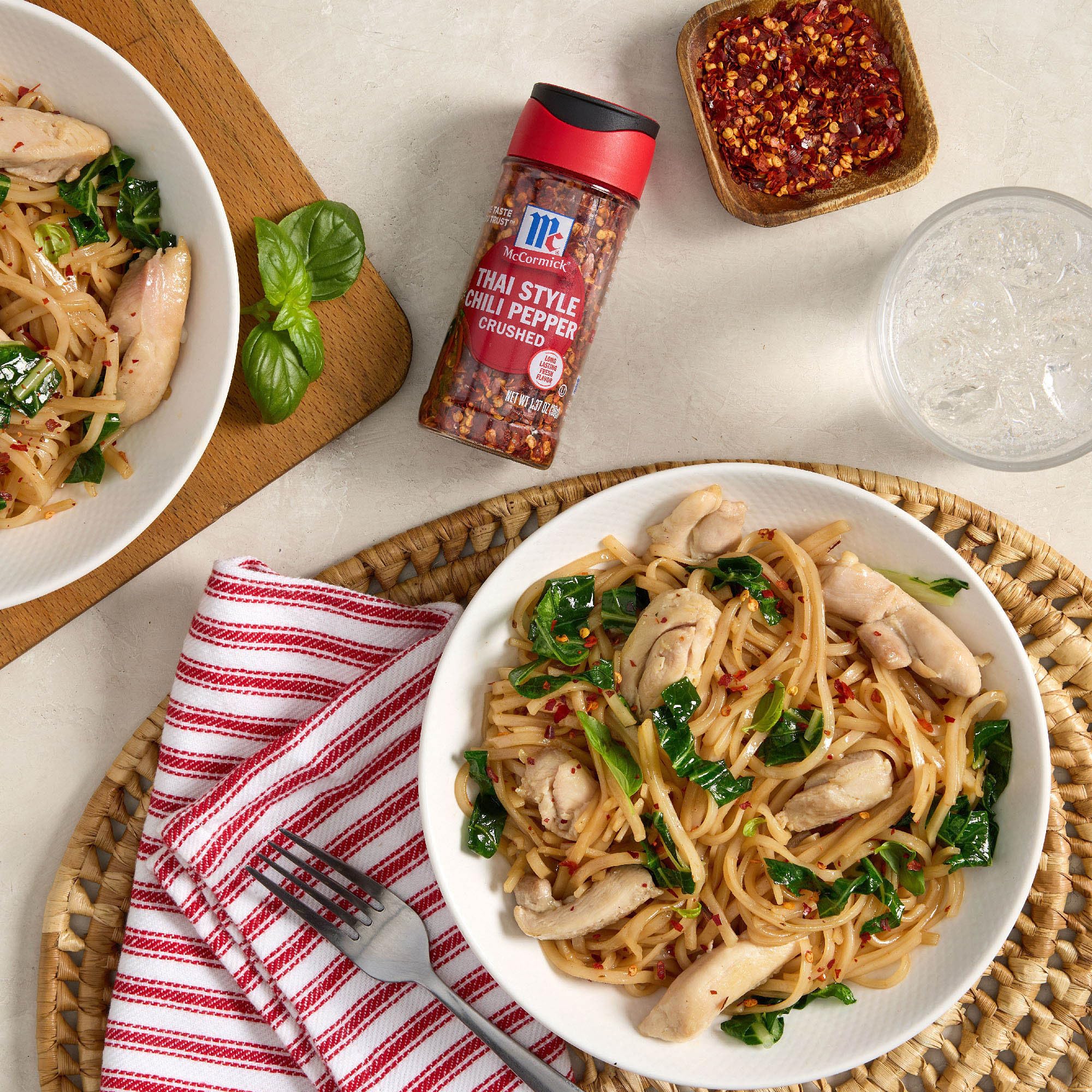 McCormick Thai Style Crushed Chili added to sauces for a quick heat boost.