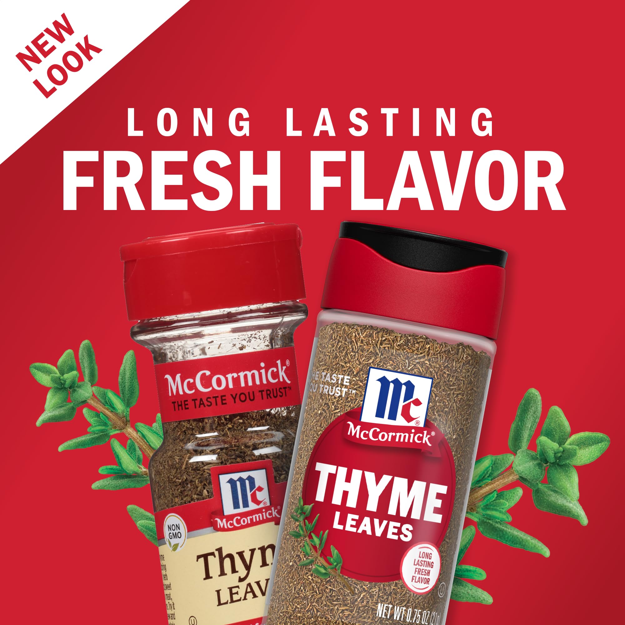 McCormick Thyme Leaves dried, vibrant color ideal for long simmering.