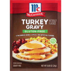 McCormick Turkey Gravy Mix gluten-free packaging ready for holiday feasts.