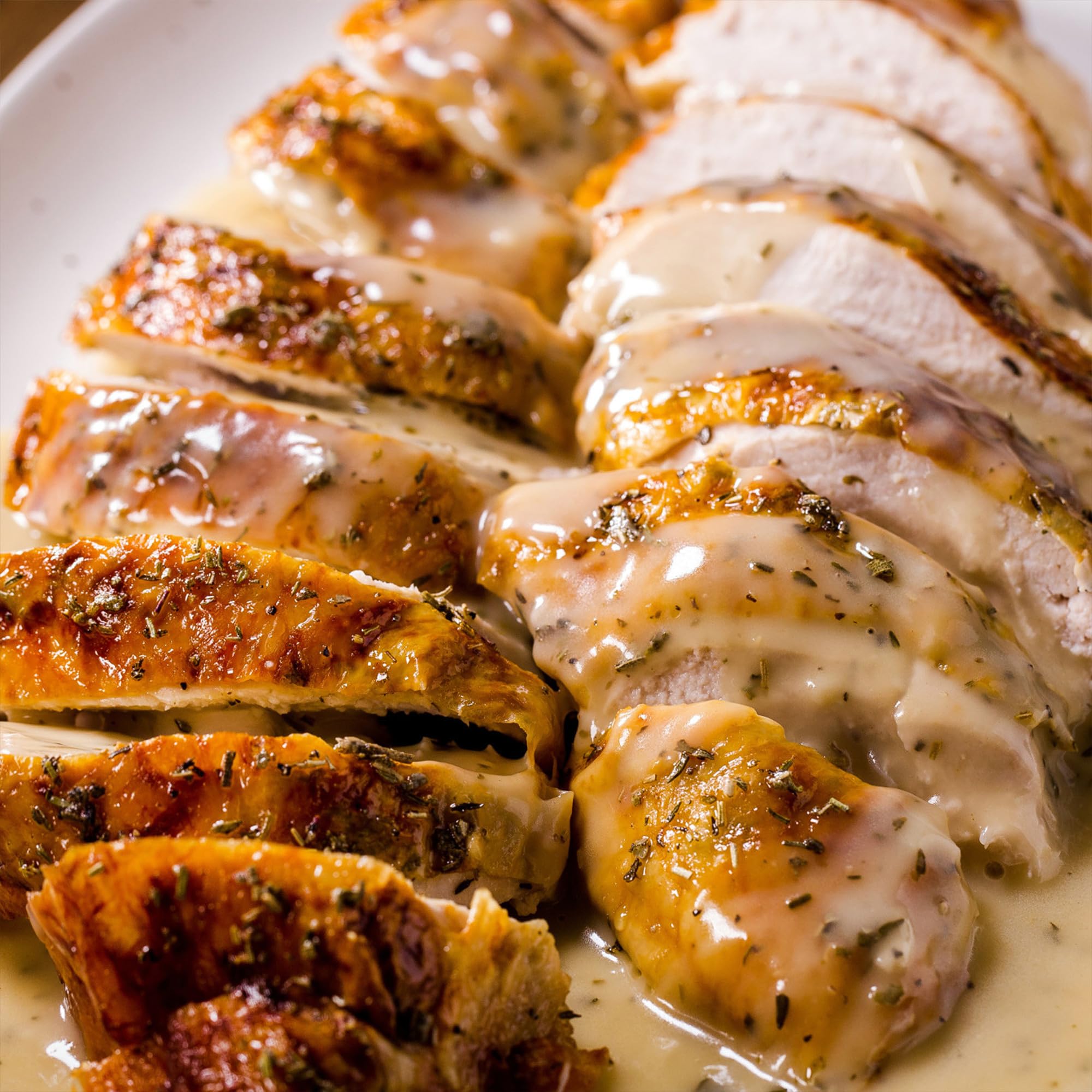 Sauce with McCormick gluten-free turkey gravy served with stuffing.