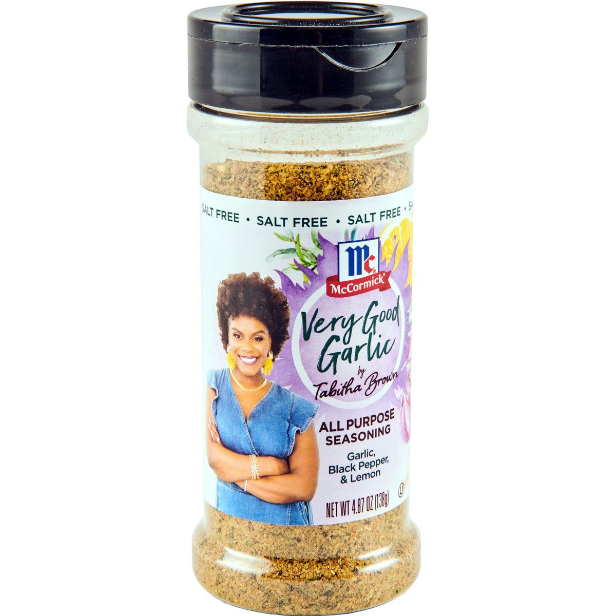 McCormick Very Good Garlic seasoning in Tabitha Brown jar ready to flavor meals