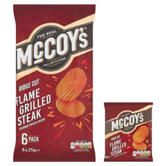 Close-up of McCoys Ridge Cut crisps showing rugged ridges and seasoning.