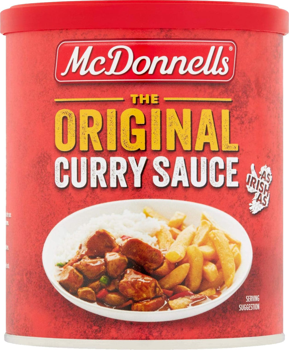 McDonnells curry sauce 7oz tub with rich color for meals.