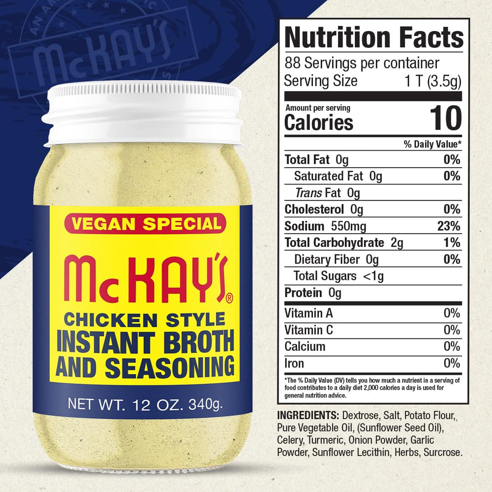 McKay's Vegan Chicken Seasoning broth cup provides quick gluten-free stock for recipes