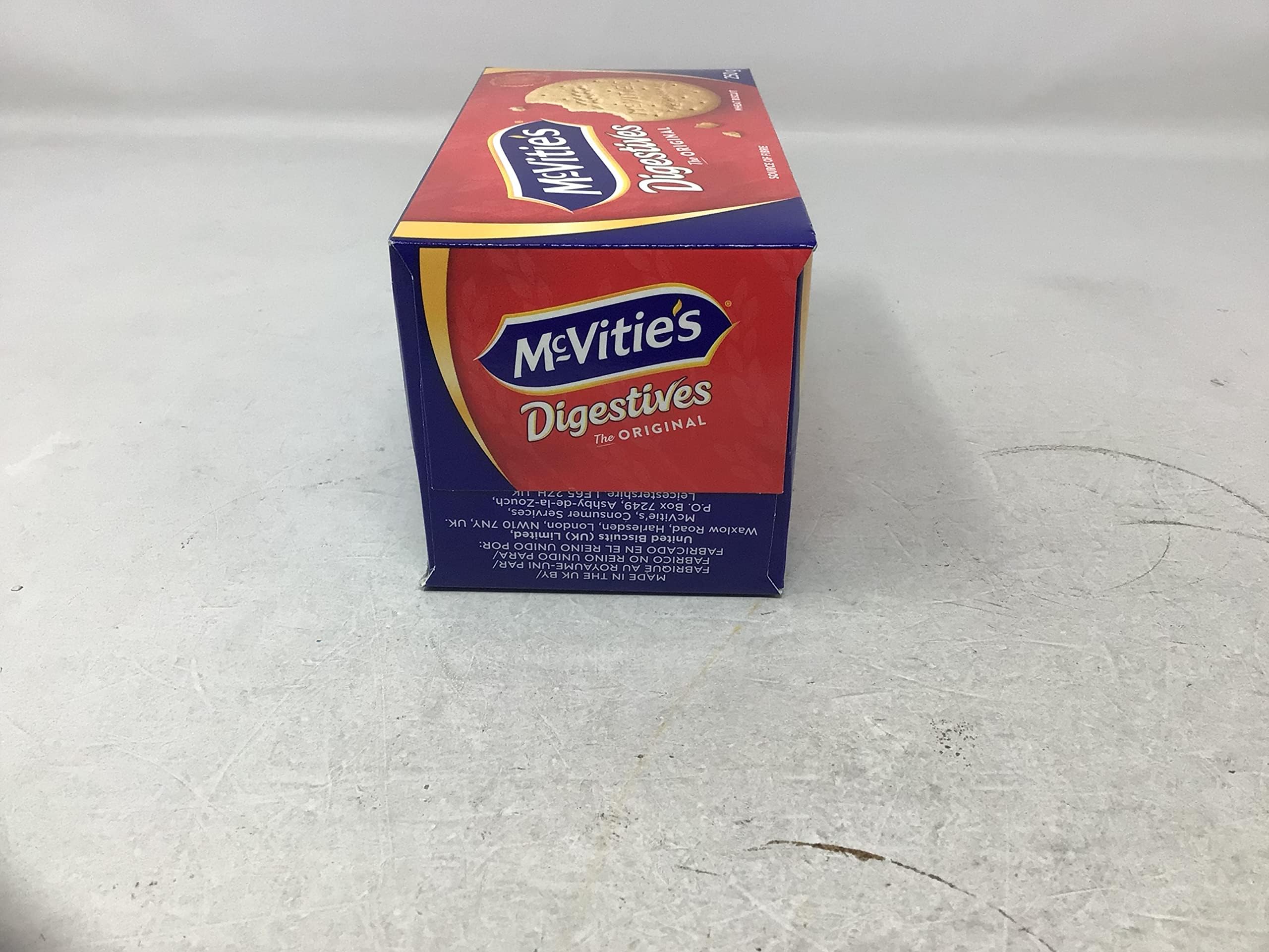 Inside view of a 225g McVities Digestives box ready to enjoy