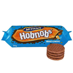 McVitie's Milk Chocolate Hobnobs product shot, ideal for a comforting tea-time treat.