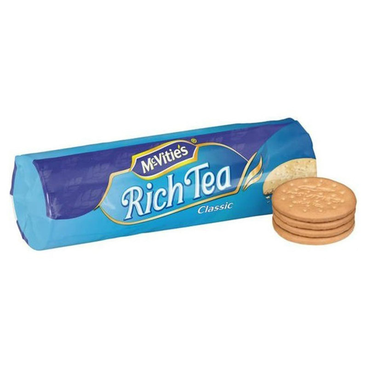 McVitie's Rich Tea Biscuits packaging shows natural ingredients for a wholesome breakfast.