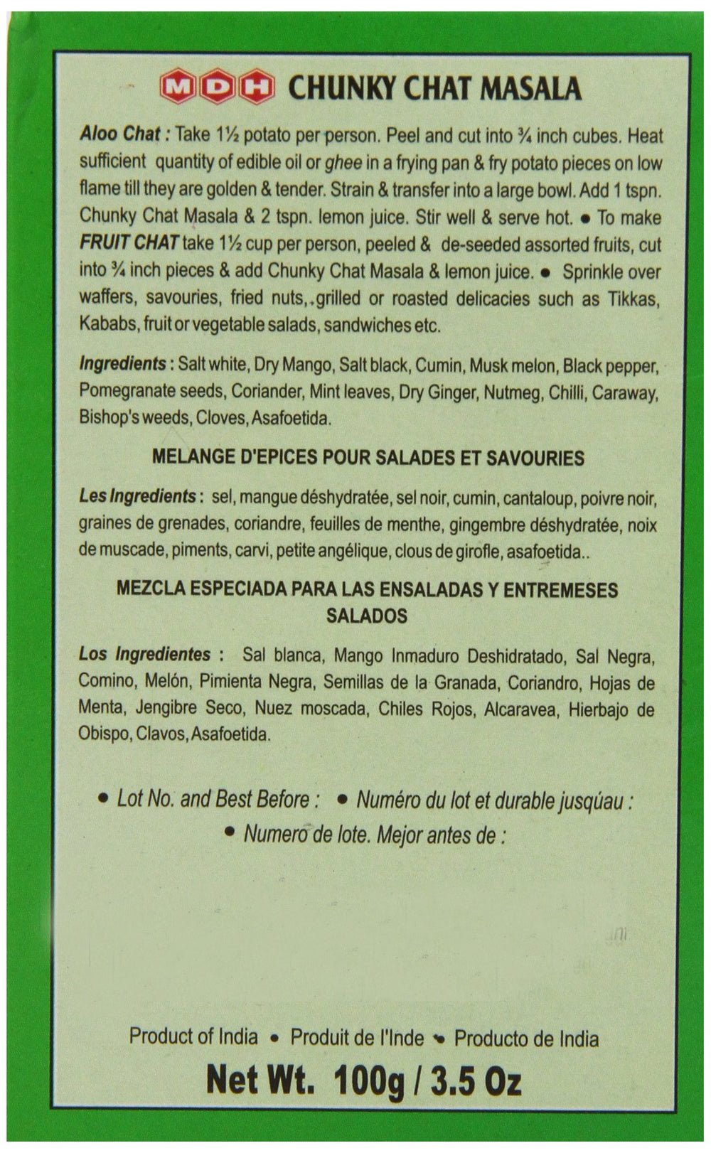 MDH Chunky Chat Masala sprinkled on savory snacks for depth