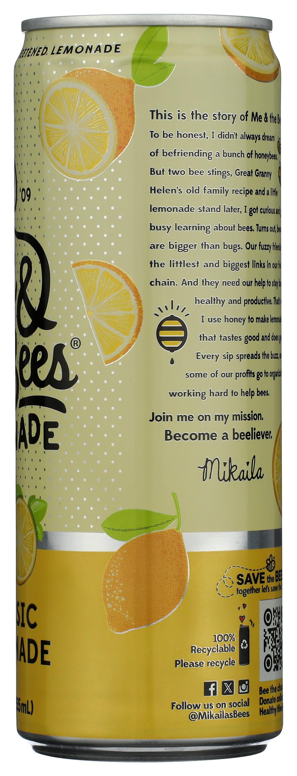 Me & The Bees Classic Lemonade ingredients and zest notes invite bright sipping