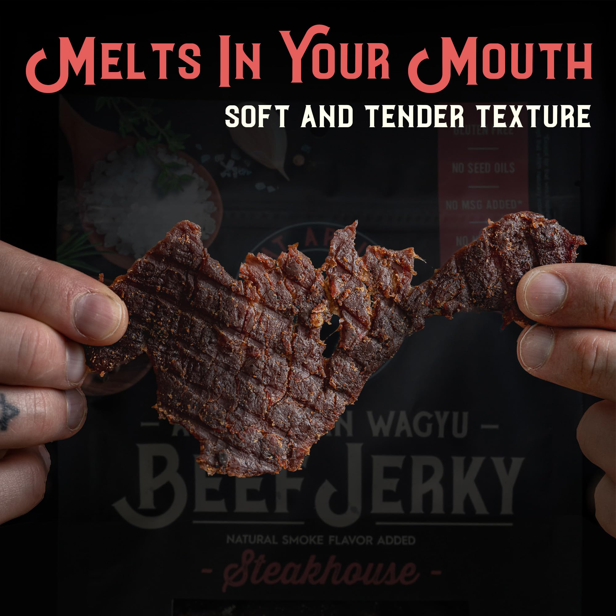 MEAT ARTISAN MA Wagyu jerky ready-to-eat pack ideal for backpacking and travel